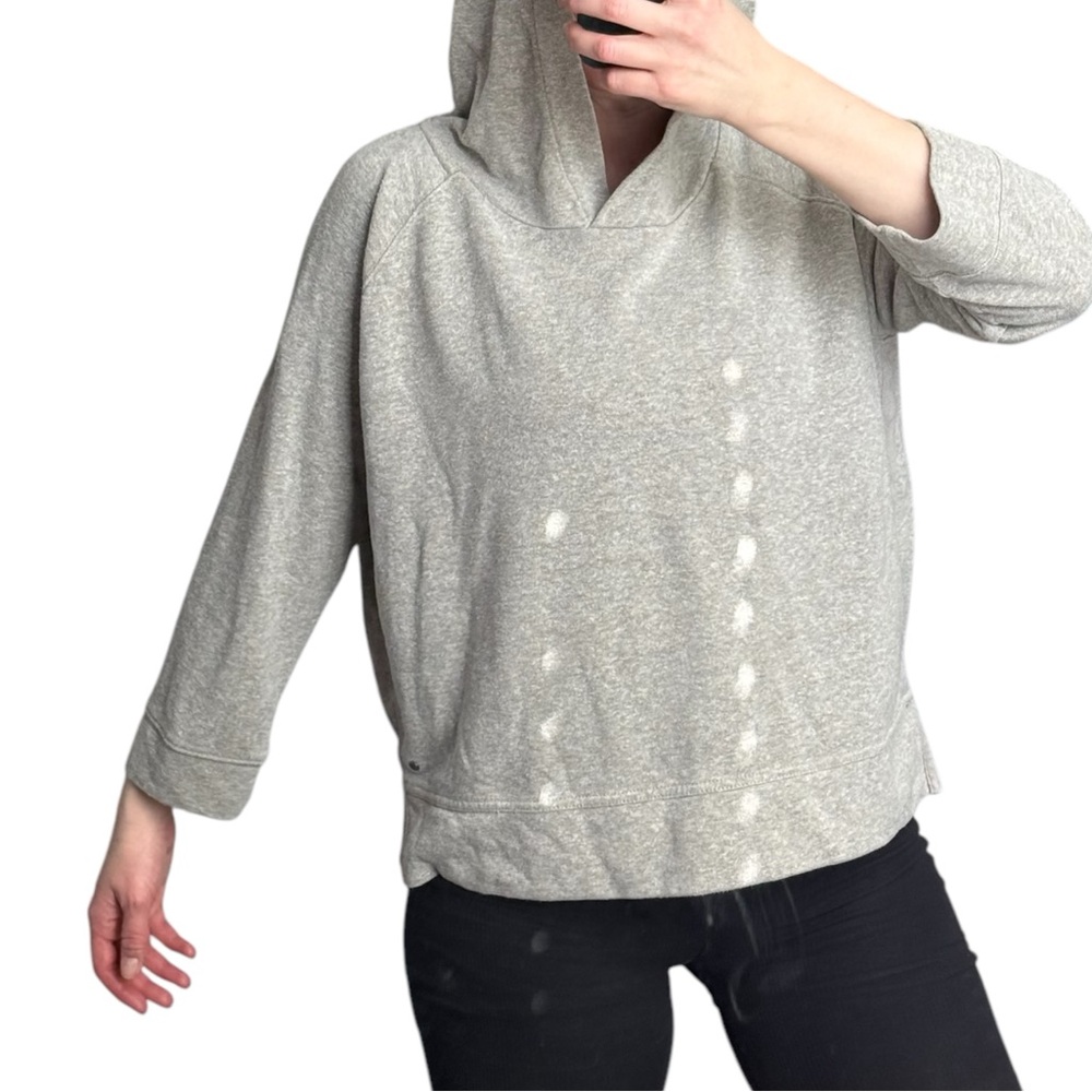 Prana gray hoodie sweatshirt size XL -Cropped with shorter long sleeves - Picture 4 of 15